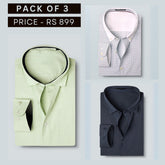 Shirt Happens: 3-Pack Men’s Stylish Formal Shirts – 100% Cotton, Full Sleeves with Pockets (FS-64)
